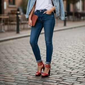 𝅺Bebe coral platform ankle strap Mary Jane 5" heels Sz 10 matching polish